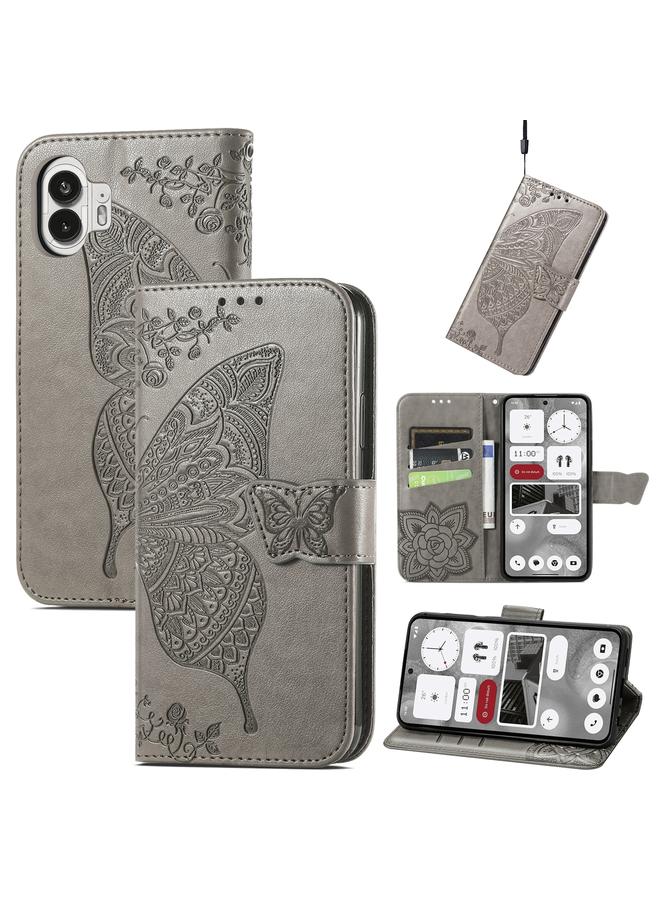 erorex Case For Nothing Phone 2 Butterfly Love Flower Embossed Leather Phone Case - Image 1