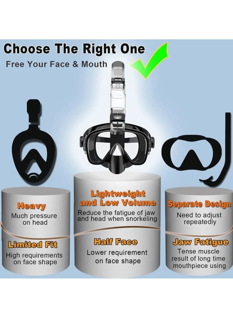 ارواق مجموعة أقنعة الغوص القابلة للطي ومضادة للضباب مع نظام علوي جاف بالكامل للسباحة المجانية ومعدات الغطس الاحترافية للبالغين والأطفال مقاس L/XL - Image 4