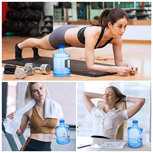 Hoolerry زجاجة ماء هوليري 2 قطعة سعة 1 جالون جرة ماء بلاستيكية مستديرة مع مقبض زجاجة قابلة لإعادة الاستخدام ومضادة للتسرب للاستخدام اليومي في الرياضة والمكتب والسوائل الباردة، زرقاء - Image 5