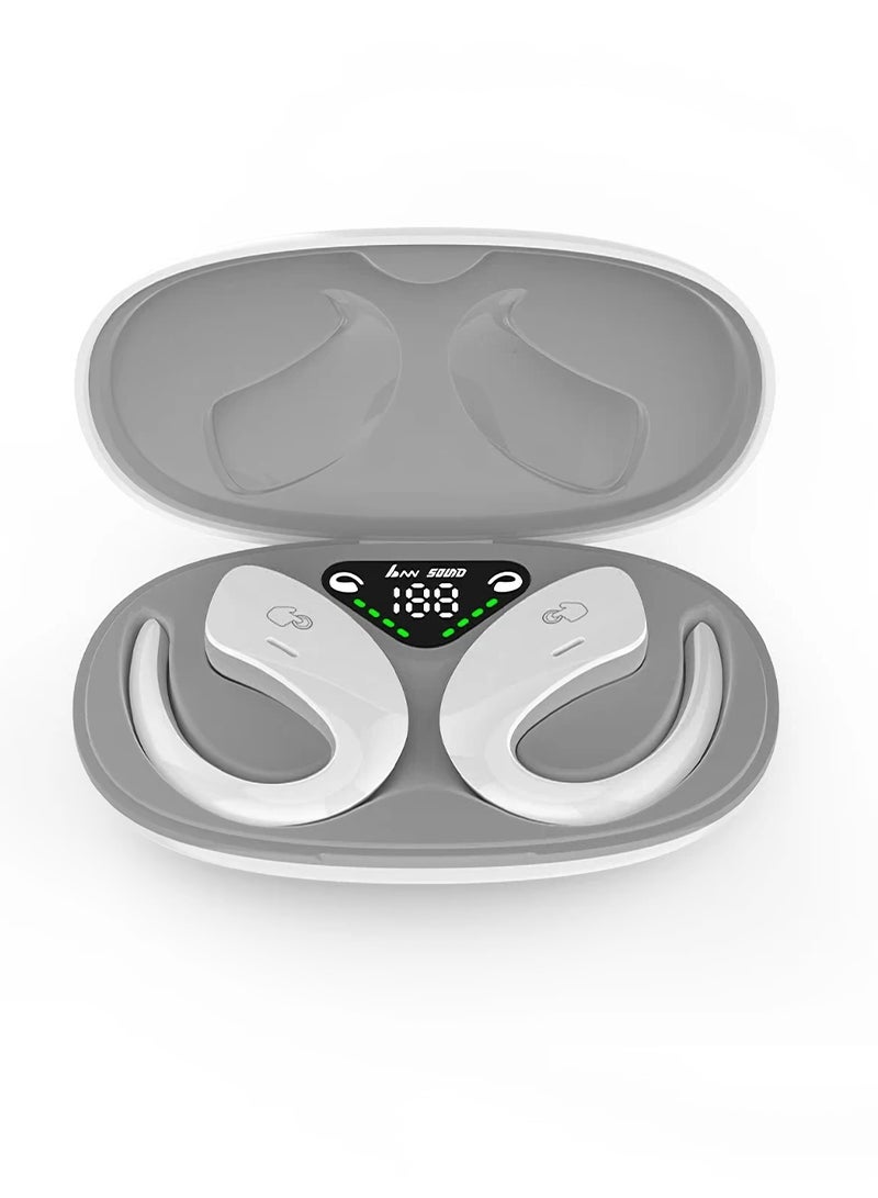 AROAQ Wireless Open Ear Headphones, IPX5 Waterproof TWS Wireless Bluetooth Earphones, Lightweight Bone Conduction Sports Bluetooth Headset, High Quality Sound Earbuds With Mic, (White, Pack Of 2pcs) - Image 1