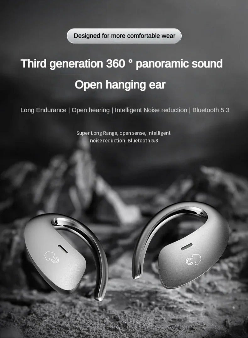 AROAQ Wireless Open Ear Headphones, IPX5 Waterproof TWS Wireless Bluetooth Earphones, Lightweight Bone Conduction Sports Bluetooth Headset, High Quality Sound Earbuds With Mic, (White, Pack Of 2pcs) - Image 2