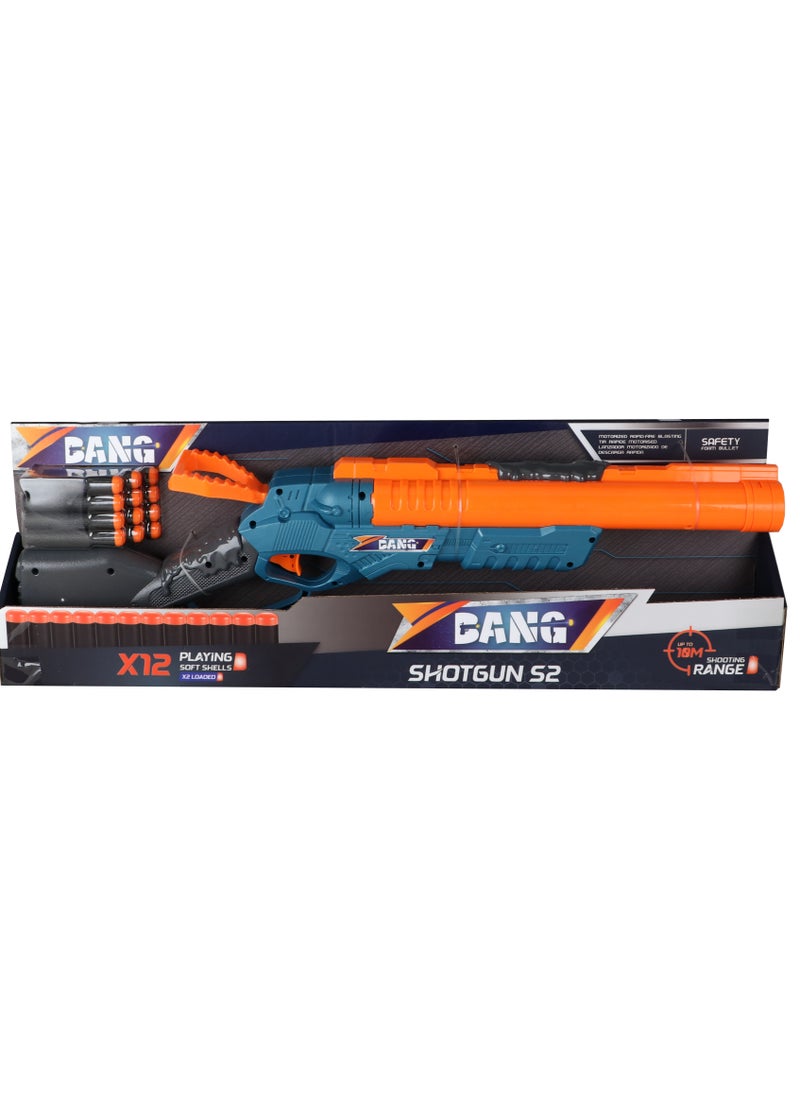 Bang Bang - Shotgun S2 Toy Gun with 12 Bullets, Manual Firing, Long Range Shooting for Kids  - Image 1