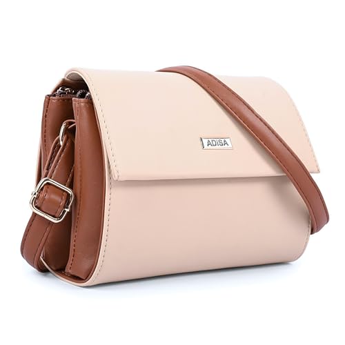 ADISA Women Girls Dual Cross Body Sling Bag (SL5158-CRE) - Image 1