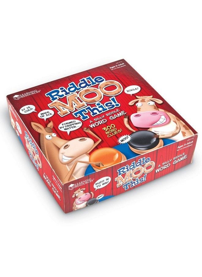 Learning Resources - Riddle Moo This A Silly Riddle Word Game 150 Cards 4 Buzzers Ages 5+ Red - Image 1