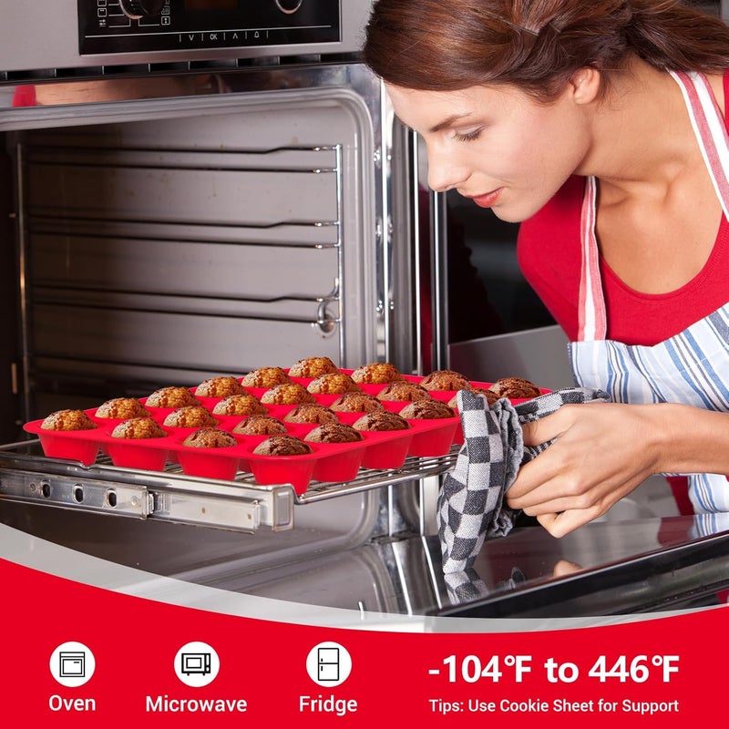Redfly 24-Cup Silicone Mini Muffin Pan – 2 Pack Cupcake & Muffin Baking Tin Cupcake Pans - Image 4