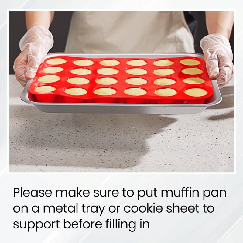Redfly 24-Cup Silicone Mini Muffin Pan – 2 Pack Cupcake & Muffin Baking Tin Cupcake Pans - Image 2