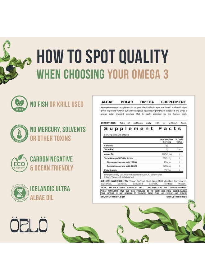 Orlo DHA - Vegan DHA Omega 3 Supplement - Triple Strength Omega3s - Plant Based DHA & EPA Fatty Acids Algae Omega-3 Oil - Krill or Fish Oil Alternative (60 Mini Softgels) - Image 5