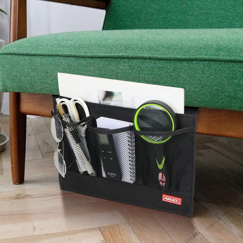 HAKACC Bedside Storage Organizer with Pockets，Bedside Caddy,Remote Control Holder Armchair Couch Caddy Sofa Armrest Bag，bed accessories,Black - Image 4