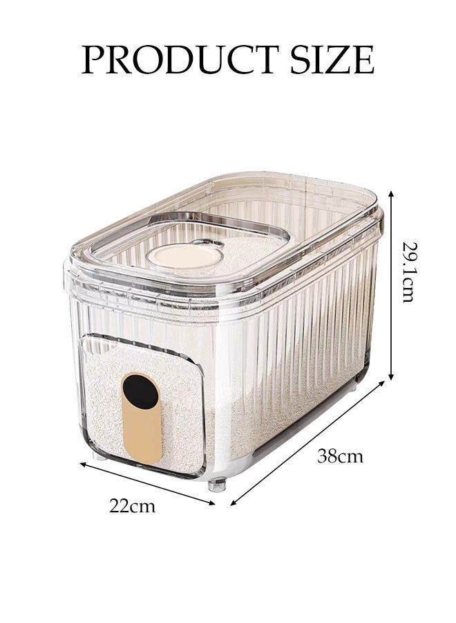 DUNISO Cereal Dispenser with Lid and Measuring Cup, Airtight Foods Container, Transparent Rice Sealed Bucket, Kitchen Rice Storage Container, Rice Box, Rice Tank, Kitchen Organizers for Storage Flour, Pet Foods, Grains - Image 2