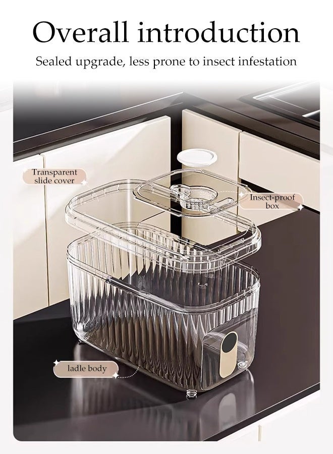 DUNISO Cereal Dispenser with Lid and Measuring Cup, Airtight Foods Container, Transparent Rice Sealed Bucket, Kitchen Rice Storage Container, Rice Box, Rice Tank, Kitchen Organizers for Storage Flour, Pet Foods, Grains - Image 5