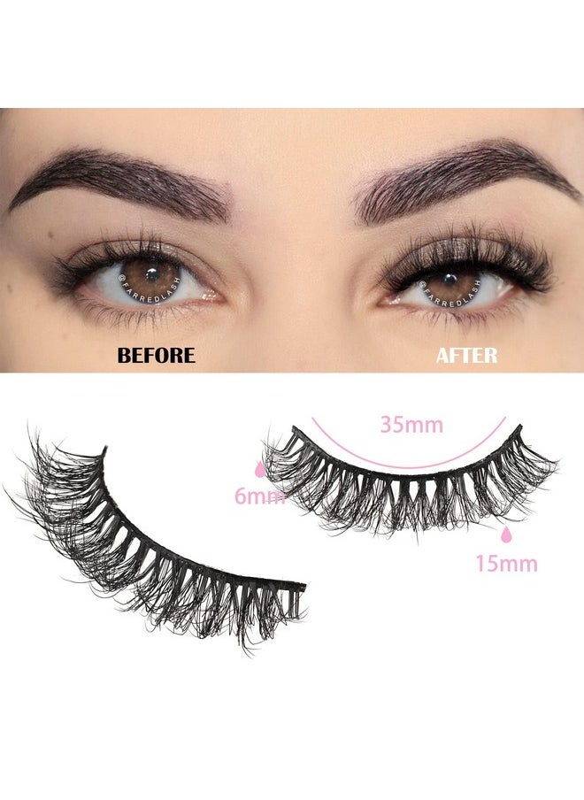 FARRED Lashes Natural Look Short Cat Eye Natural Lashes Fluffy Wispy False Eyelashes 14 Pairs Faux Mink Strip Eye Lashes Pack For Daily Makeup (F7 ; 6 15Mm)  - Image 3