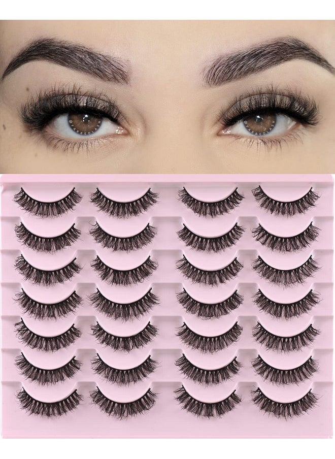 FARRED Lashes Natural Look Short Cat Eye Natural Lashes Fluffy Wispy False Eyelashes 14 Pairs Faux Mink Strip Eye Lashes Pack For Daily Makeup (F7 ; 6 15Mm)  - Image 2