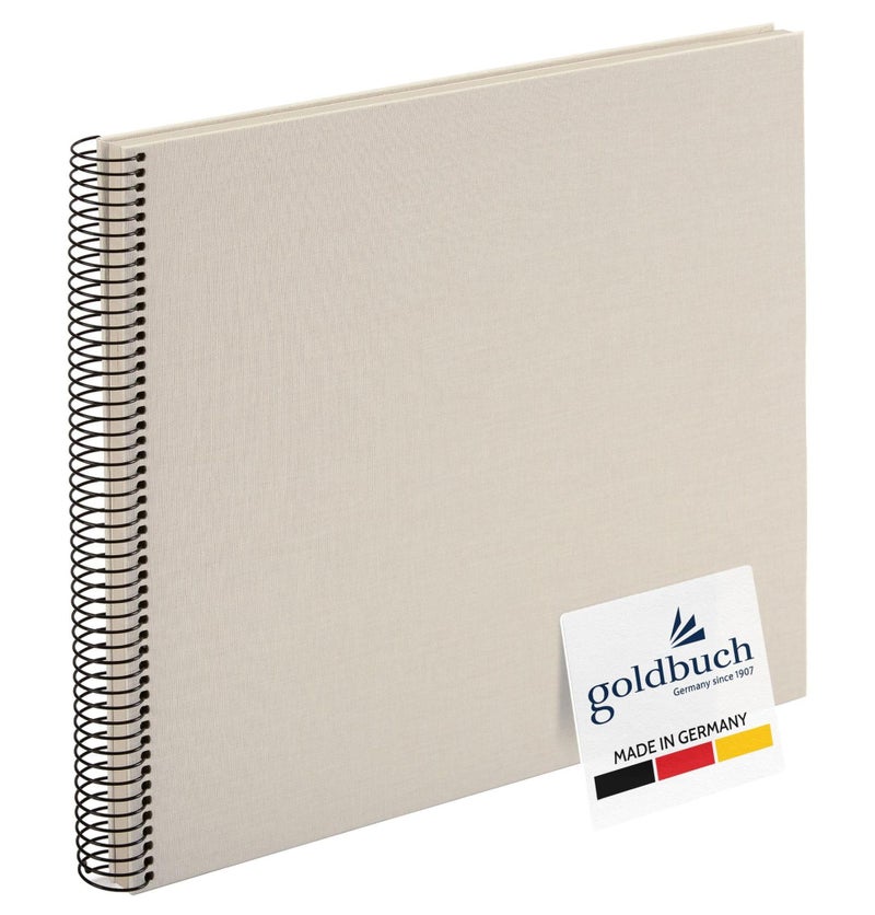 goldbuch Bella Vista Linen Spiral Bound Memory 40 Pages Book for Gluing Photo Album Paper Sand Grey White Sides ca 35 x 30 x 28 cm