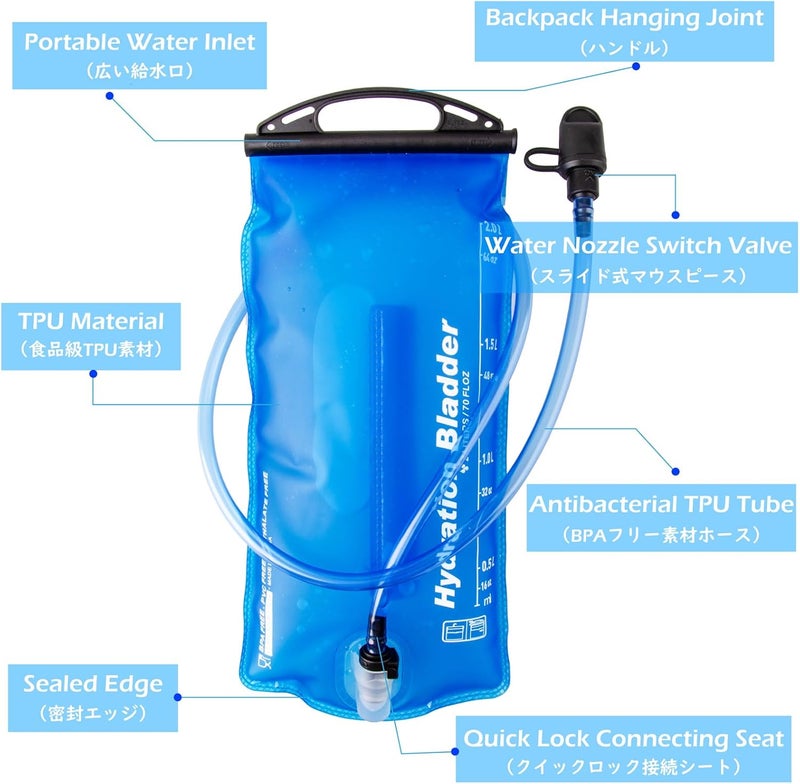 TRIWONDER Hydration Bladder Water Reservoir 1.5 Liter 2L 3L BPA Free Water Bladder for Running Cycling Hiking Camping Backpack - Image 4