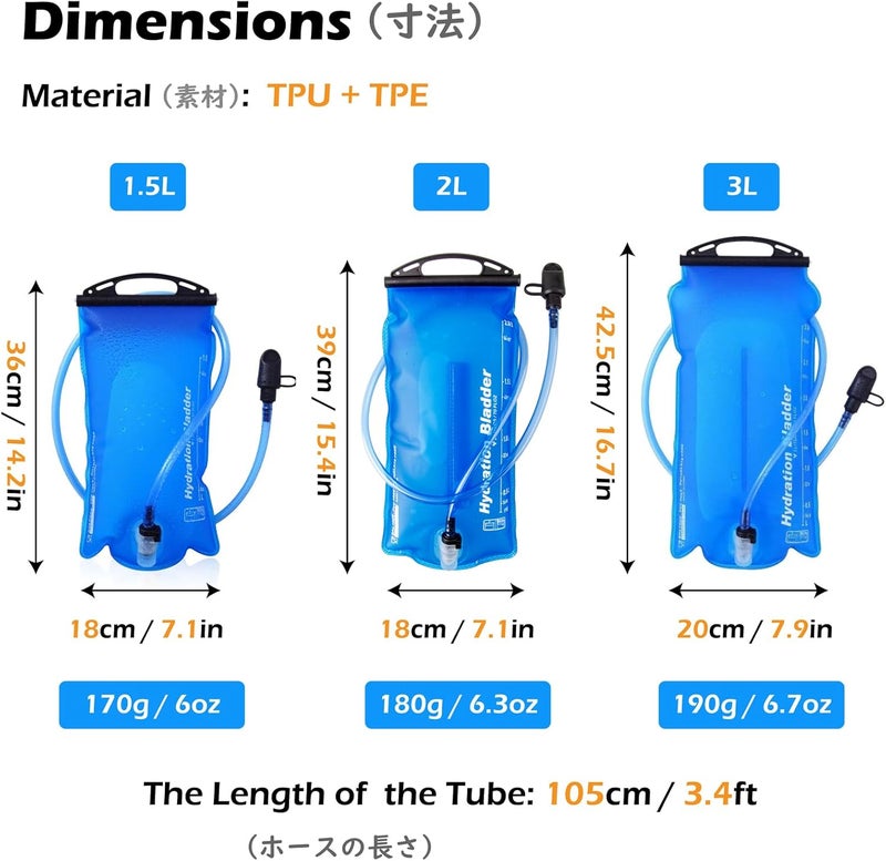 TRIWONDER Hydration Bladder Water Reservoir 1.5 Liter 2L 3L BPA Free Water Bladder for Running Cycling Hiking Camping Backpack - Image 2