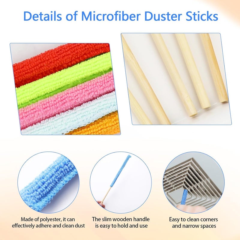 Psyqtsuary 12 Pcs Microfiber Detail Duster Sticks Fan Cleaning Brush Crevice Cleaning Tool AC Vent Cleaner Mini Split Cleaning Kit Fan Blade Cleaner Dusters for Cleaning Home Car Window Blind(Multicolors) - Image 3