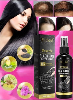 ELBBUB 120ml Organic Black Rice Water Spray with Castor Oil Biotin for Hair Growth Hair Regrowth Treatment for Thicker Fuller Hair Growth Hair Growth Serum Rice Water Spray for Damaged Hair  - Image 1