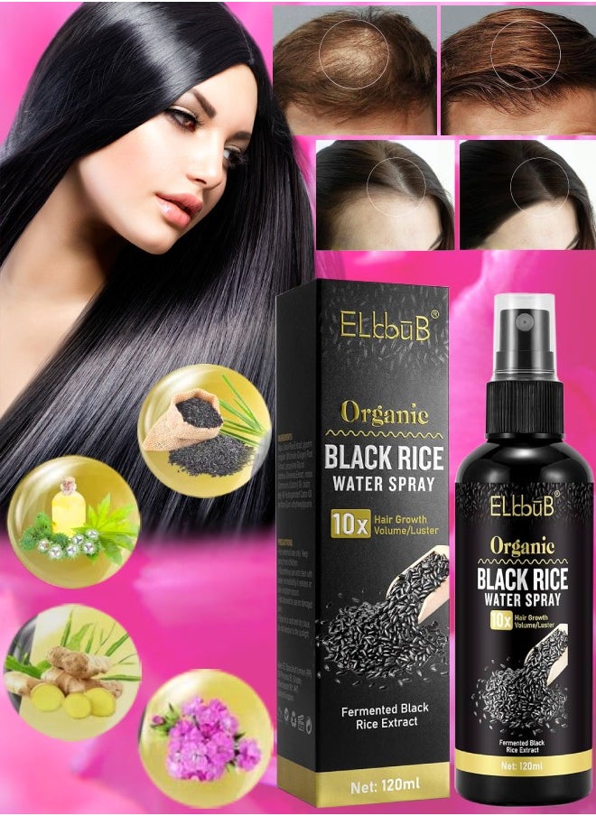ELBBUB - 120ml Organic Black Rice Water Spray with Castor Oil Biotin for Hair Growth Hair Regrowth Treatment for Thicker Fuller Hair Growth Hair Growth Serum Rice Water Spray for Damaged Hair - Image 1