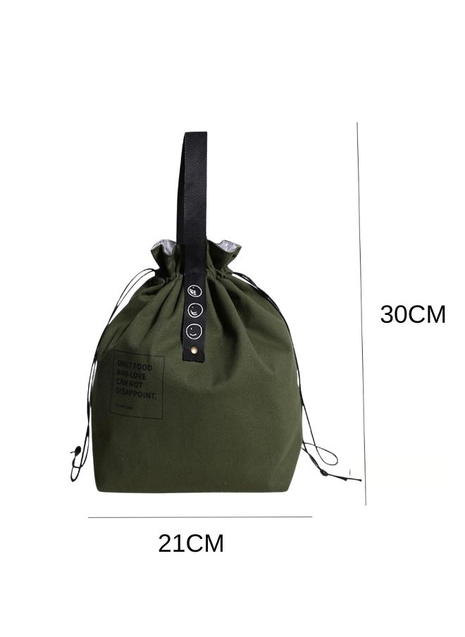 Lunch Bag Plain Green Reusable Insulated, Waterproof Bag for Kids or Adults, Perfect for Lunch Boxes, Tiffin Boxes, Picnics, Work, or School