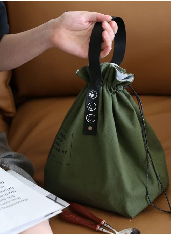 Lunch Bag Plain Green Reusable Insulated, Waterproof Bag for Kids or Adults, Perfect for Lunch Boxes, Tiffin Boxes, Picnics, Work, or School