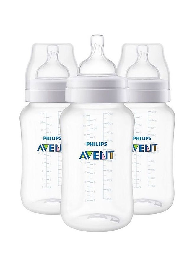 Philips Avent Anti-Colic Baby Feeding Bottles Set, Newborn, Soft Nipple, Pack Of 3, 330 ml - Clear - Image 2