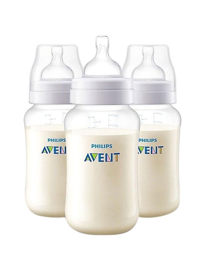 Philips Avent Anti-Colic Baby Feeding Bottles Set, Newborn, Soft Nipple, Pack Of 3, 330 ml - Clear - Image 1