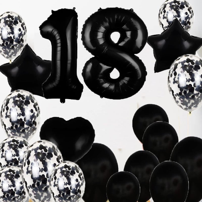 ZSNWGZ Sweet 18th Birthday Decorations Party Supplies,Black Number 18 Balloons,18th Foil Mylar Balloons Latex Balloon Decoration,Great 18th Birthday for Girls,Women,Men,Photo Props - Image 5