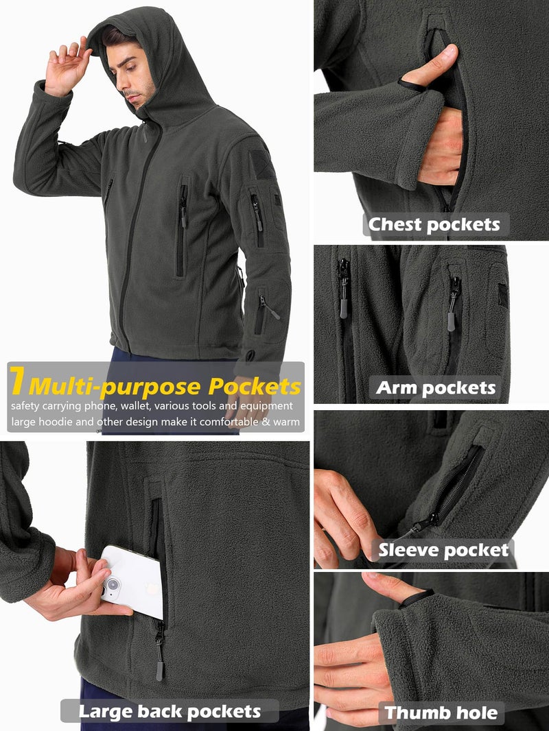 ReFire Gear Men's Warm Military Tactical Sport Fleece Hoodie Jacket - Image 5
