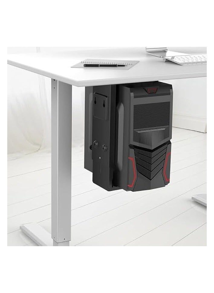 erorex - Adjustable Under Desk PC Mount and CPU Holder Wall Mount, PC Mount Under Desk Computer Mount That Fits Most PC or Computer Cases, PC Holder Under Desk Tower Mount - Image 1