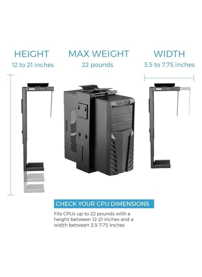 erorex - Adjustable Under Desk PC Mount and CPU Holder Wall Mount, PC Mount Under Desk Computer Mount That Fits Most PC or Computer Cases, PC Holder Under Desk Tower Mount - Image 1