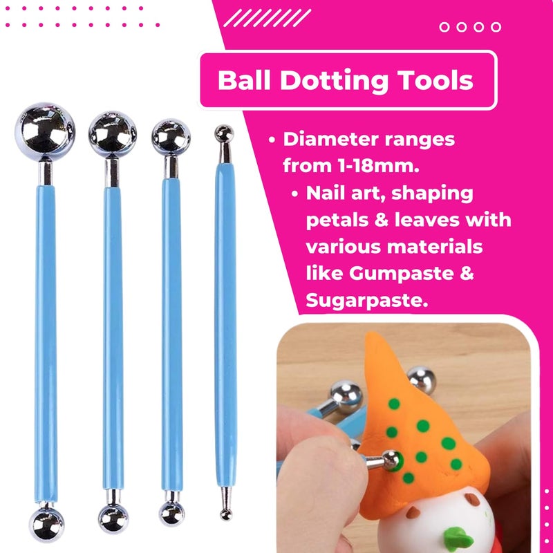 Oytra Clay Sculpting Tools Pottery Sculpture Shaping Dotting Embossing Carving Modelling Stylus Tool for Fondant Cake Decorating Nail Art Mandala Rock Painting for Beginners - Image 5