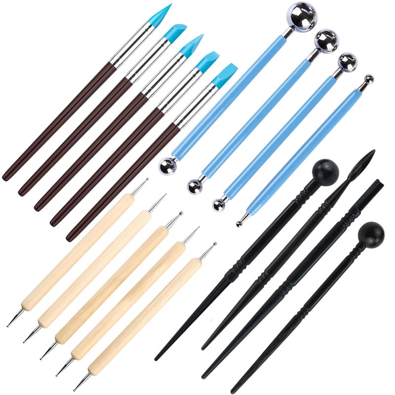 Oytra Clay Sculpting Tools Pottery Sculpture Shaping Dotting Embossing Carving Modelling Stylus Tool for Fondant Cake Decorating Nail Art Mandala Rock Painting for Beginners - Image 1
