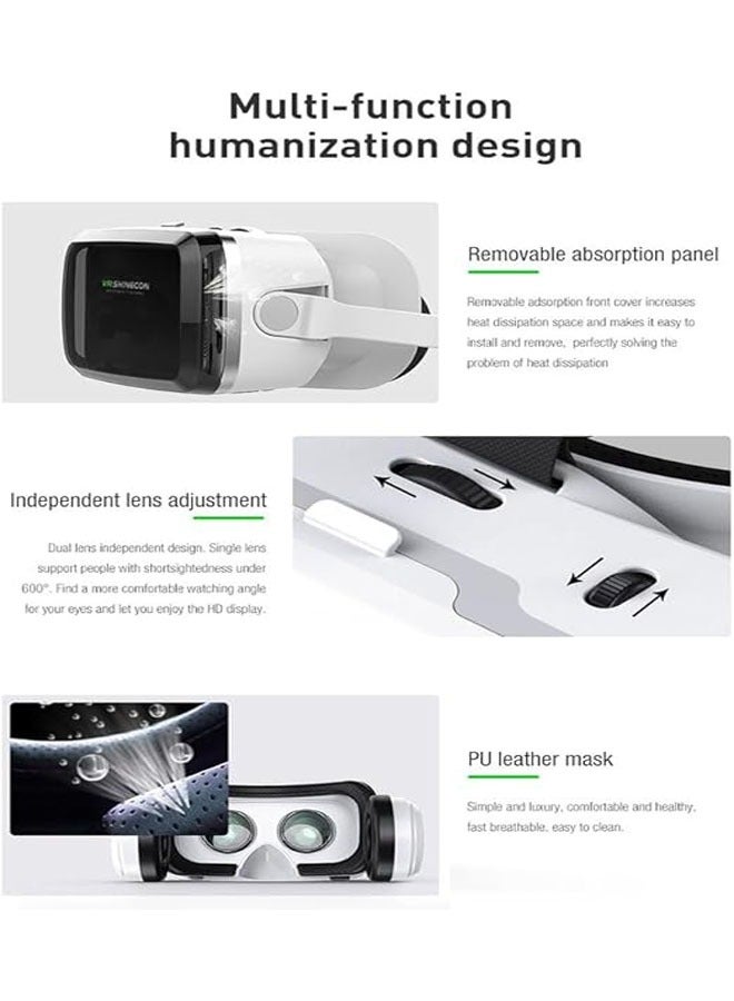 جنرال نظارات VR 3D بفيديو 360 درجة بصوت بلوتوث، إطار قابل للتعديل، شاشة 7.2 بوصة، متوافقة مع أجهزة متعددة، بما في ذلك أجهزة التحكم في الألعاب  - Image 4