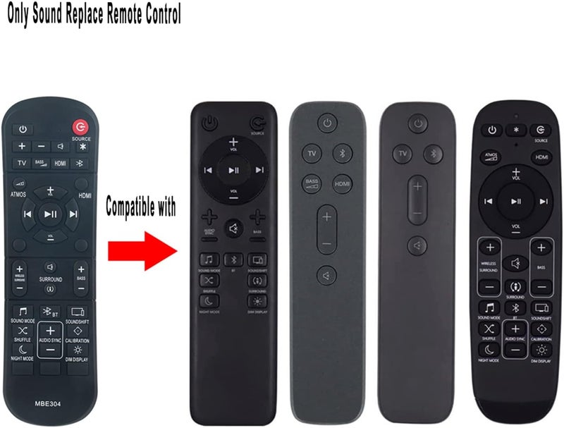 Vinabty Replaced Remote Control fit for JBL Bar 2.0 All-in-One Soundbar, BAR 2.1 Sound Bar, Bar 2.1 Deep Bass Soundbar, BAR 3.1 Sound Bar, Bar 5.0 Multibeam Soundbar, BAR 5.1 Surround Soundbar with Subwoofer - Image 2