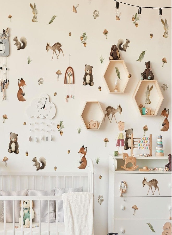 Ladinimo Woodland Animal Wall Stickers,Adorable Woodland Nursery Decals Decor,Animals Bear, Fox, Deer, Mushroom Peel and Stick Wall Decals ，Baby Nursery Kids Bedroom Living Room Decor - Image 2