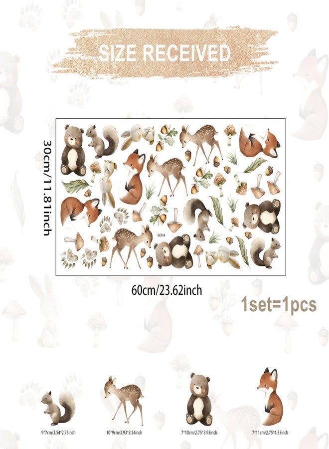 Ladinimo Woodland Animal Wall Stickers,Adorable Woodland Nursery Decals Decor,Animals Bear, Fox, Deer, Mushroom Peel and Stick Wall Decals ，Baby Nursery Kids Bedroom Living Room Decor - Image 3