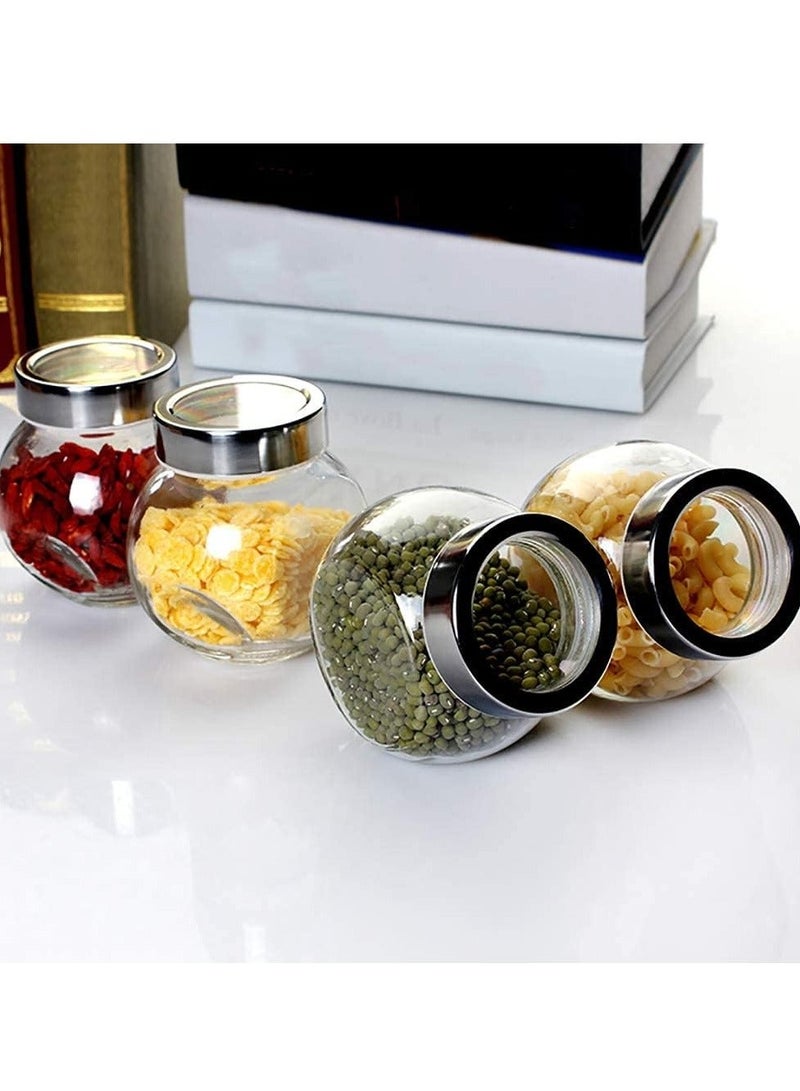 أيكيا طقم برطمان تخزين زجاج للتوابل مع غطاء محكم الغلق مقاوم للصدأ،، 4 قطع-4410 - Image 1