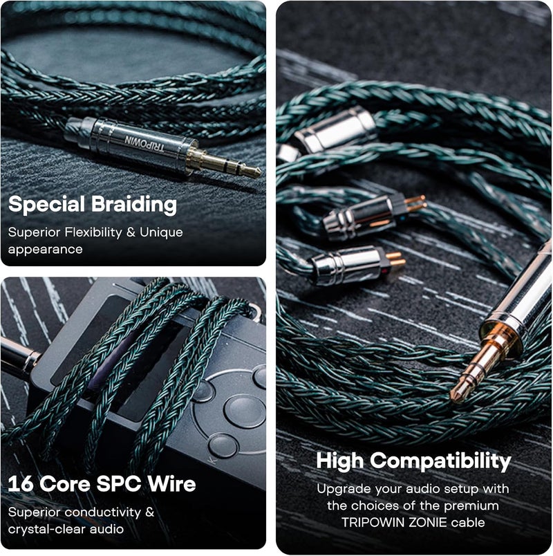 Linsoul Tripowin Zonie IEM Cable - 16 Core Silver Plated Earphone Upgrade Cable, 1.25m SPC for High-Quality Sound - Image 3