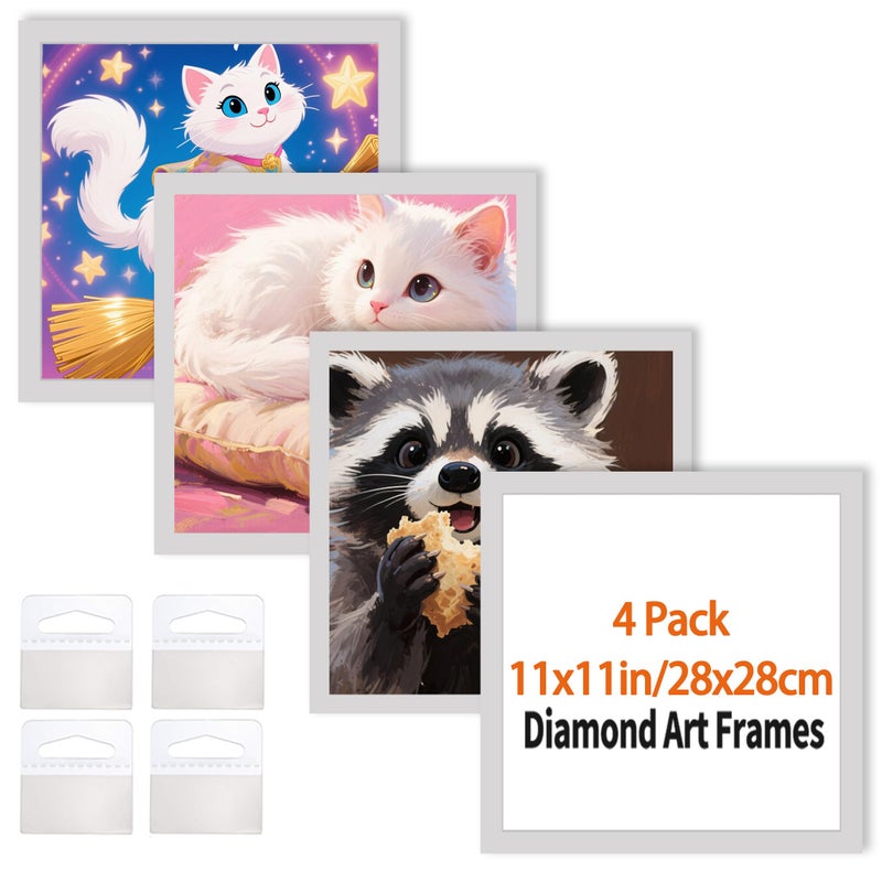 Majreey Diamond Art Frame 12x12 Inch - Diamond Frame 30x30 cm Painting Suitable for 10x10inch Picture, Diamond Frames Magnetic Self-Adhesive,Suitabble Frames Painting for Wall Window Door - (Silver-4Pack) - Image 1