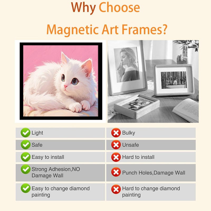 Majreey Diamond Art Frame 12x12 Inch - Diamond Frame 30x30 cm Painting Suitable for 10x10inch Picture, Diamond Frames Magnetic Self-Adhesive,Suitabble Frames Painting for Wall Window Door - (Silver-4Pack) - Image 5