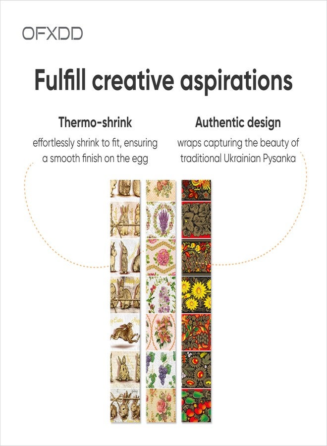 OFXDD Egg Wraps Easter Set 21 Pcs - Orthodox, Slavic, Traditional Easter Egg Wraps and Pysanky - Thermo Heat Egg Shrink Wrappers with Patterns - Image 2