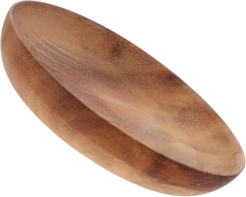 Japanese Style Wood Serving Bowl Flat Bottom Rice Bowl Acacia Wood Snack Server for Kitchen Dining and Home Use - Image 1