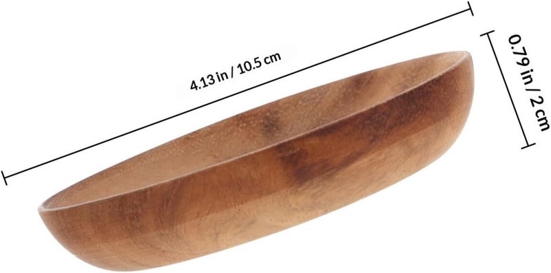 Japanese Style Wood Serving Bowl Flat Bottom Rice Bowl Acacia Wood Snack Server for Kitchen Dining and Home Use - Image 2