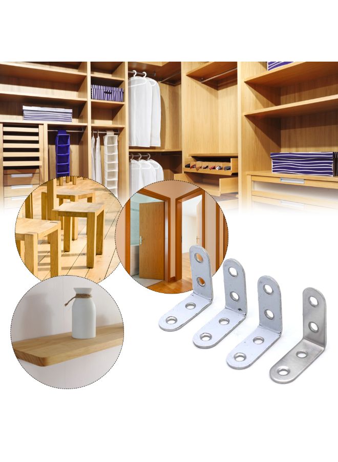 NIBEMINENT 4-Piece 90 Degree Angle L Shaped Shelf Bracket Silver 0.072kg  - Image 5