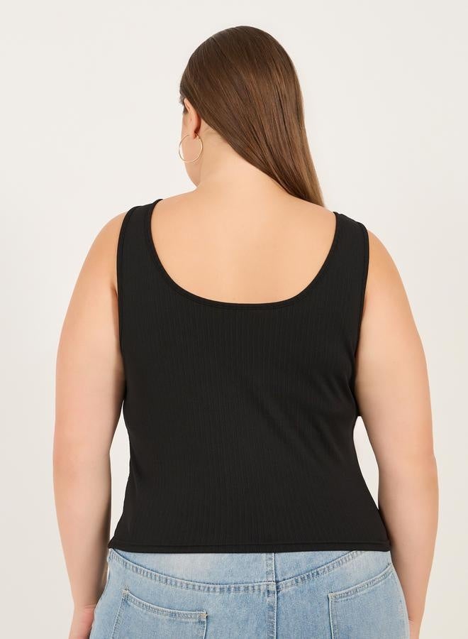 ستايلي تانك جيرسي بقصة ضيقة وياقة دائرية بمقاس كبير - Image 4