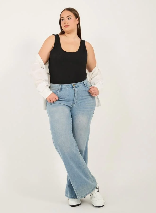 Styli Styli Plus Size Scoop Neck Skinny Fit Jersey Tank