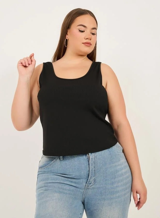 Styli Styli Plus Size Scoop Neck Skinny Fit Jersey Tank
