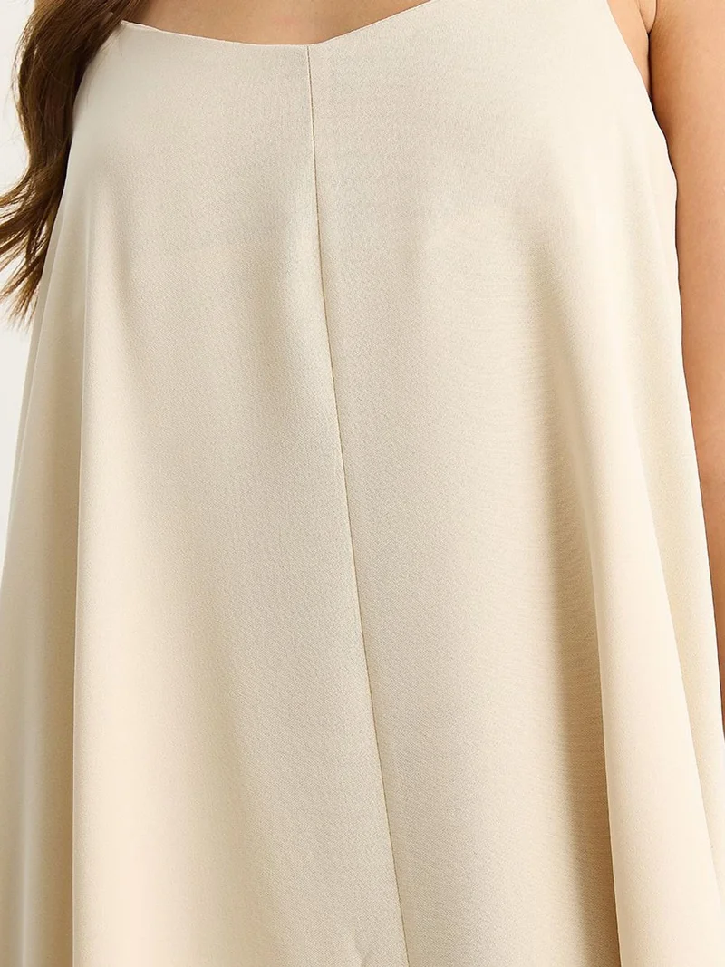 Bianco Lucci Beige Natural LUCCI Maxi V-Neck Dress for Women | Best Price UAE