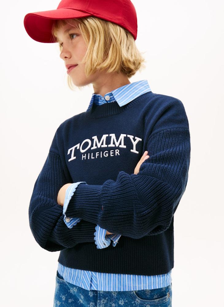 TOMMY HILFIGER Kids Logo Crew Neck Sweater - Image 3