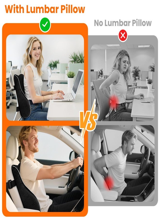 CloudBliss Ergonomic Lumbar Support Pillow - Memory Foam for Lower Back Pain Relief, Adjustable Straps & Mesh Cover for Office, Gaming, Car Seat & Home Essentials (Black) - Image 3